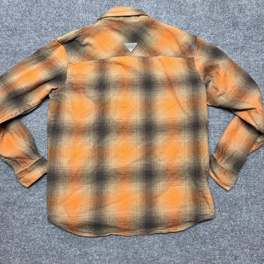 Columbia PHG Shirt Mens Medium Orange Plaid Flannel Button Long Sleeve Outdoor - Picture 5 of 11